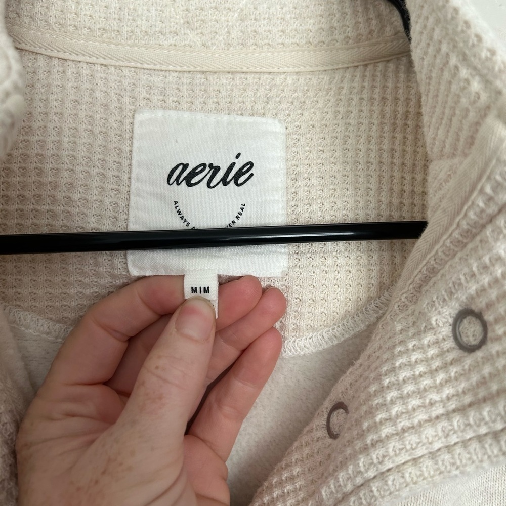 aerie Getaway Quarter-Snap Sweatshirt | Heather Frost M - Picture 6 of 6